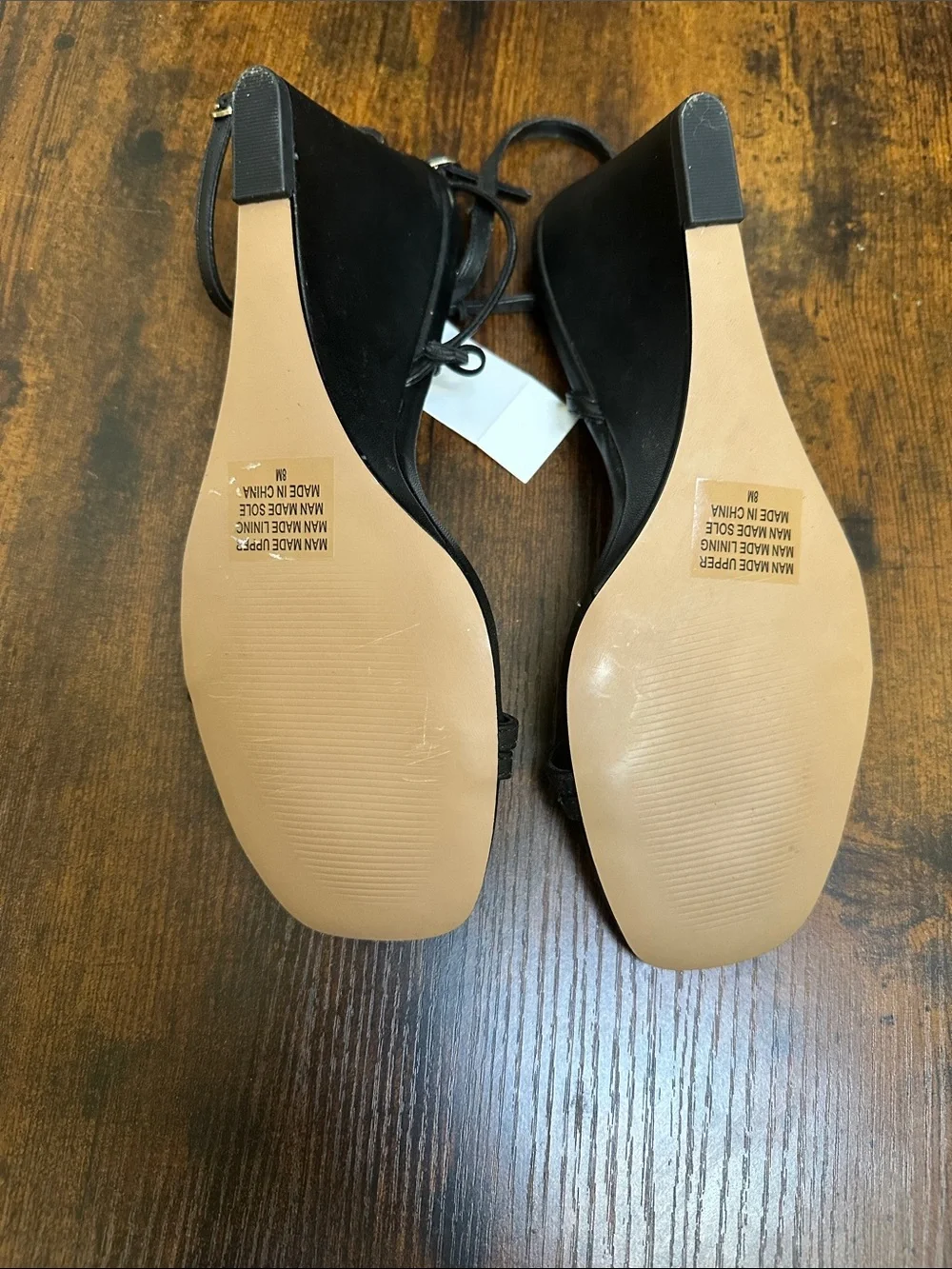 LOFT Black Strappy Square-Toe Wedge Sandals NWT Size 8